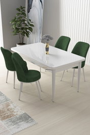 Hanah Home Juego de Mesa y Sillas de Comedor de 5 Piezas Blanco y Caqui